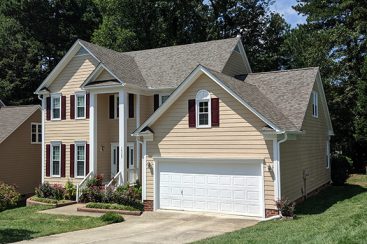 Exterior of front of home with redone siding