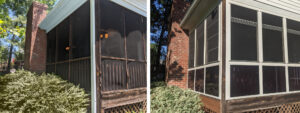 Before and After images of a screened porch turned into an enclosure from O.C. Taylor
