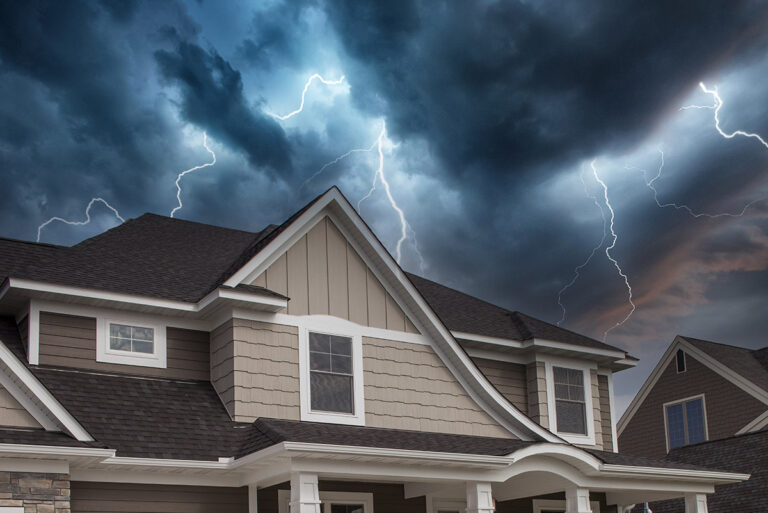 A house with LP Siding during a severe thunderstorm