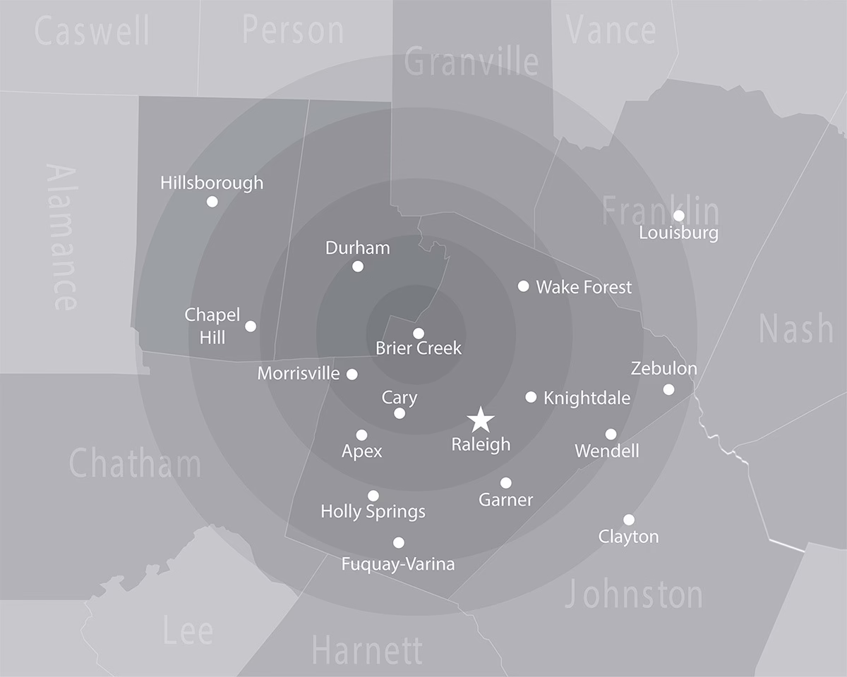 OC Taylor Service Area Map - North Carolina