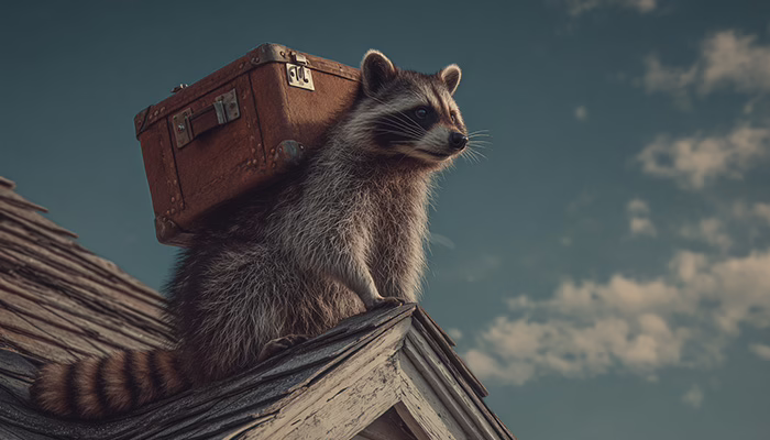 raccoon with suitcase